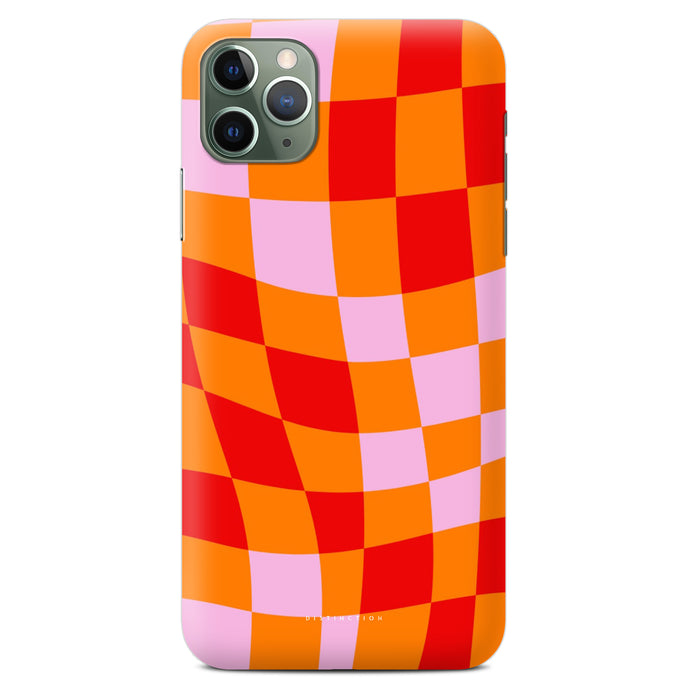 Non-personalised Phone Case - Red Pink Orange Cheq