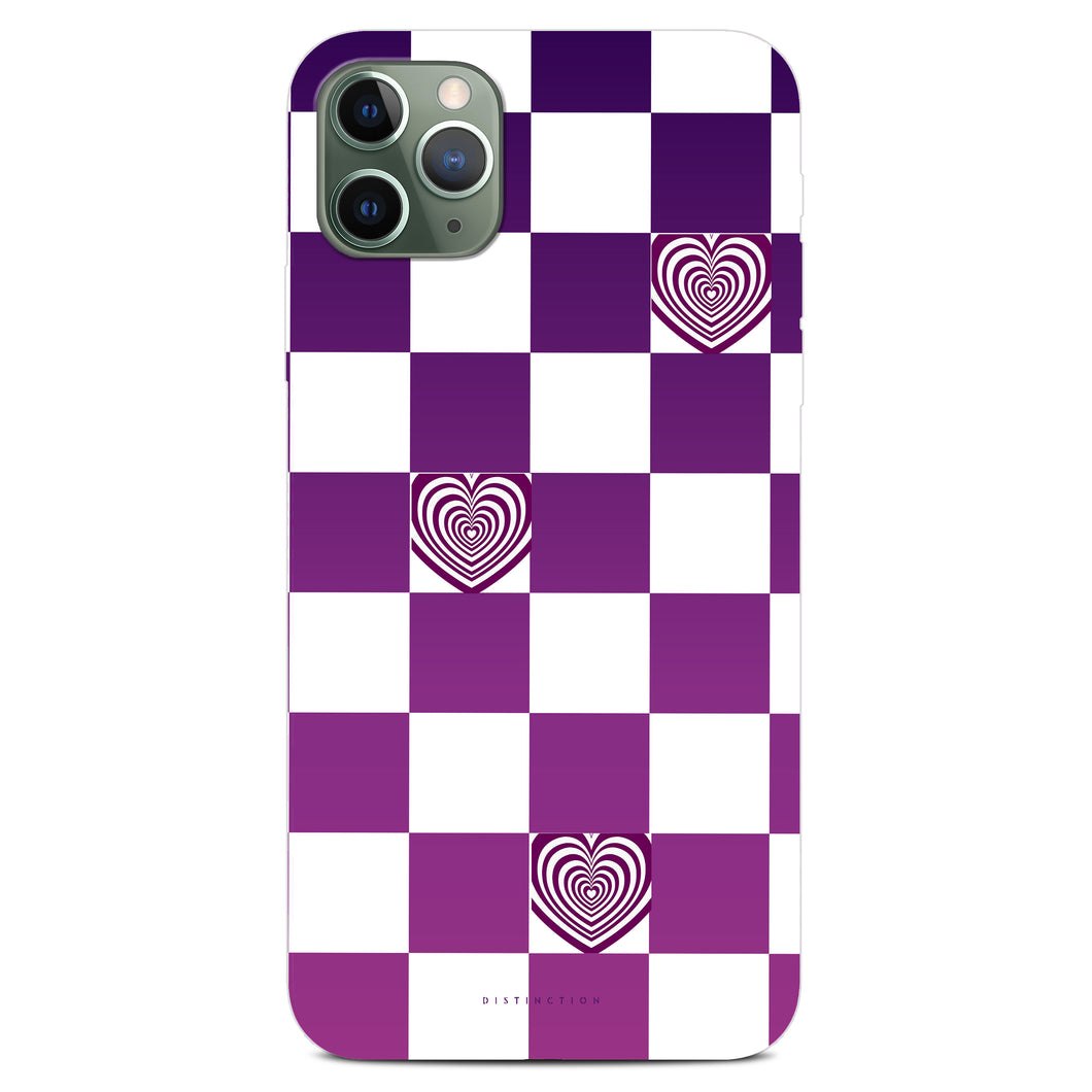 Non-personalised Phone Case - Purple Love Checker