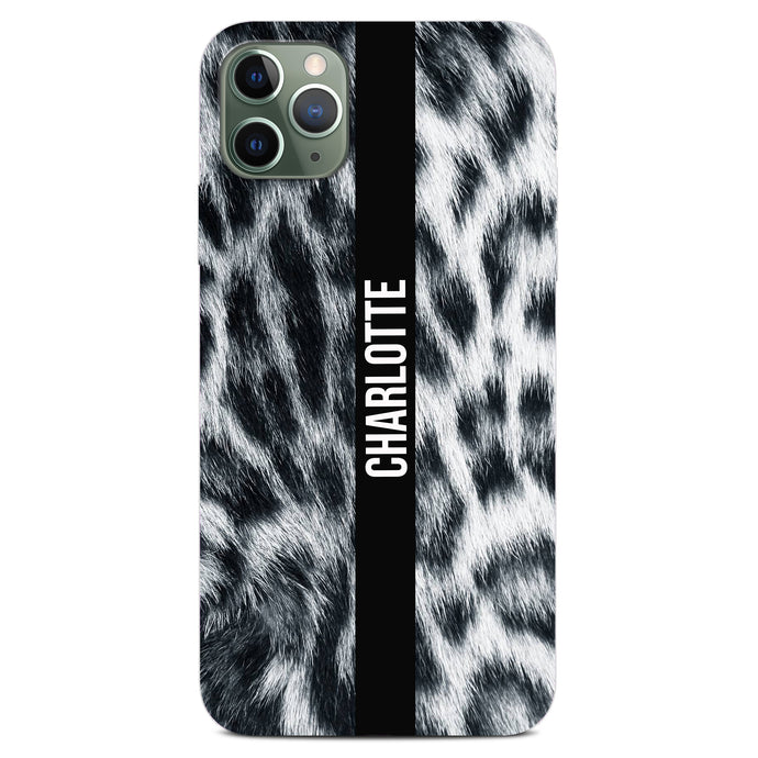 Personalised Phone Case - Snowy Leopard Print Name