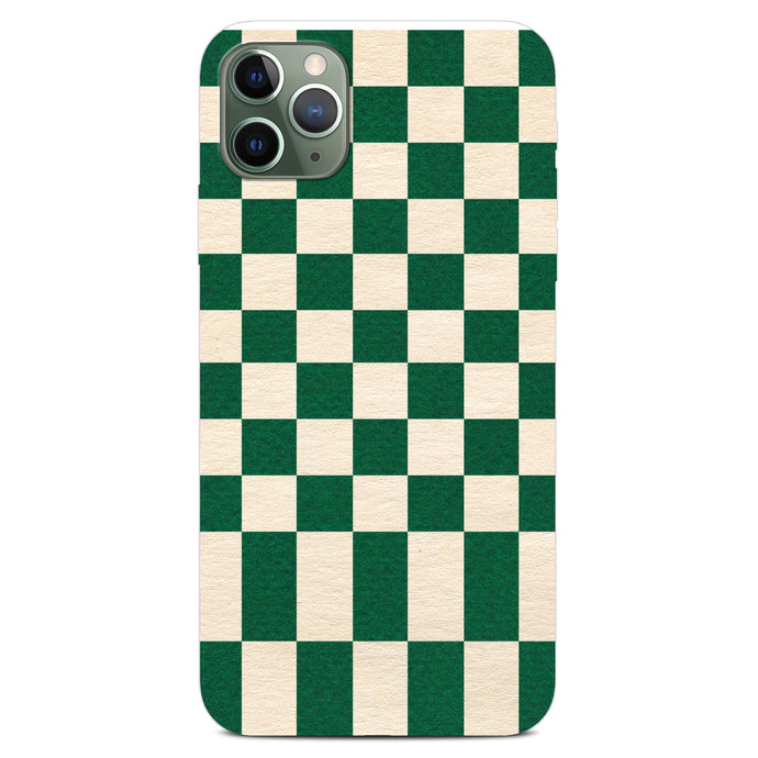 Non-personalised Phone Case - Green Checker Nude
