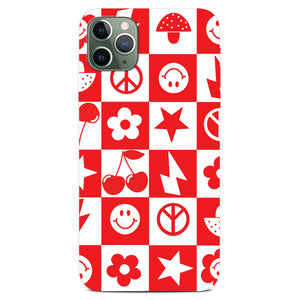 Non-personalised Phone Case - Checker Red Groovy