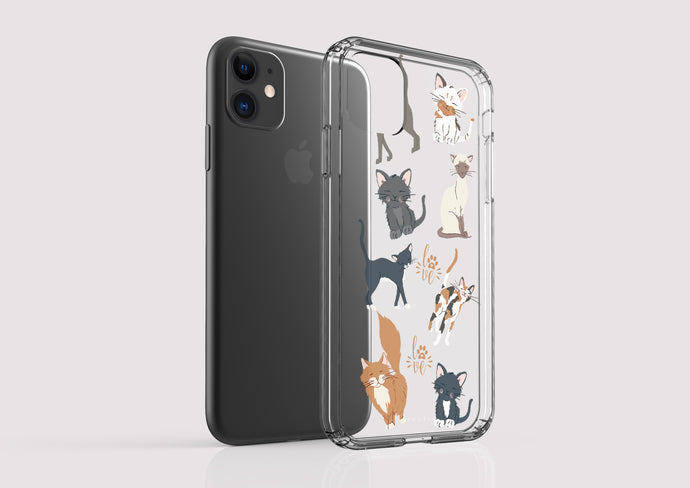 Clear Shockproof Non-personalised Phone Case - Love Cats