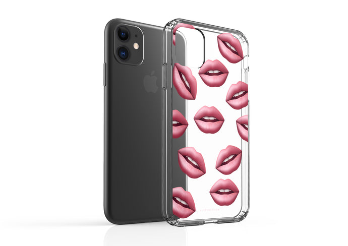 Clear Shockproof Non-personalised Phone Case - Pink Lips