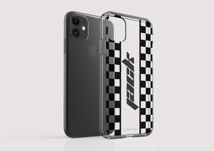 Clear Shockproof Personalised Phone Case - Chq Black