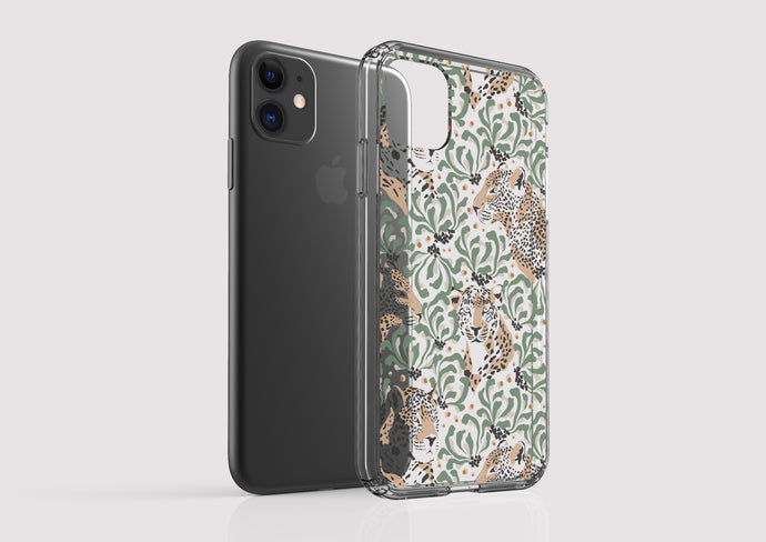 Clear Shockproof Non-personalised Phone Case - Leopard Jungle