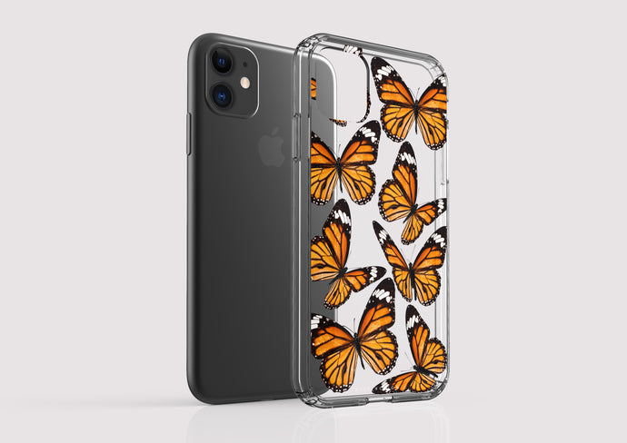 Clear Shockproof Non-personalised Phone Case - Orange Flurry