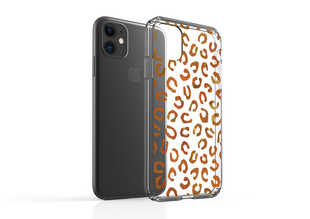 Clear Shockproof Non-personalised Phone Case - Autumn Leopard