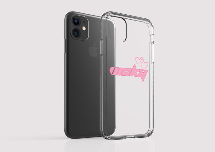 Clear Shockproof Personalised Phone Case - Love Pink