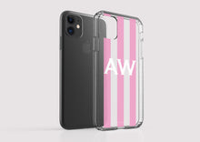 Load image into Gallery viewer, Clear Shockproof Personalised Phone Case - Three Pink Stripes