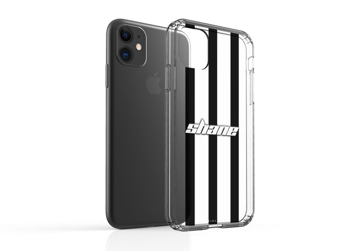 Clear Shockproof Personalised Phone Case - Three Black Stripes