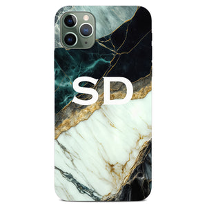 Personalised Phone Case -  Green Gold Marble